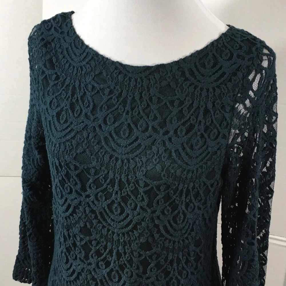 Sharagano teal lace sheath dress NWT